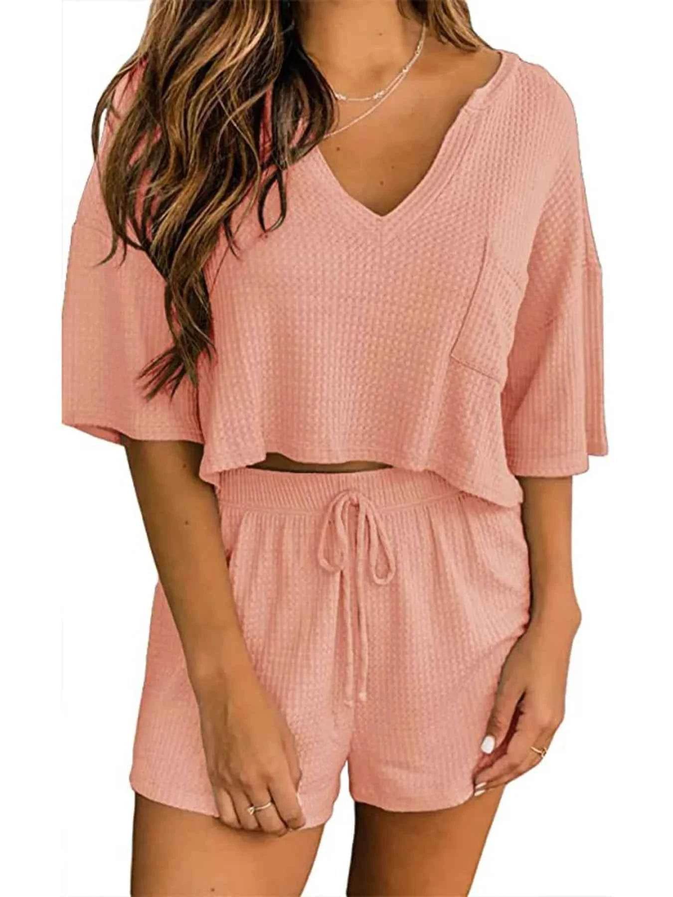 Waffle Knit Lounge Set for Ultimate Comfort and Style - EBYNN