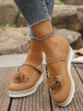 Flower Embellished Mary Jane Loafers.