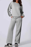 Side Striped Round Neck Active Set - Top & Pants.