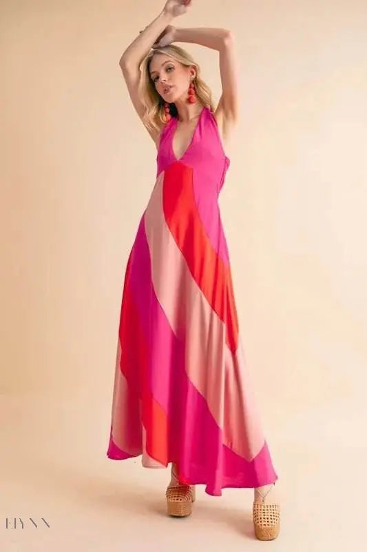 Aemi+Co Color Block Sleeveless Maxi Dress - EBYNN