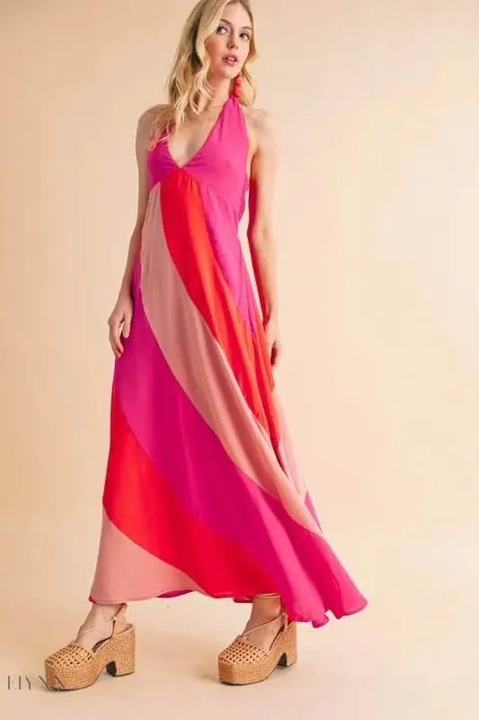 Aemi+Co Color Block Sleeveless Maxi Dress - EBYNN