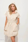 Hooded Mini Dress with String Details - EBYNN