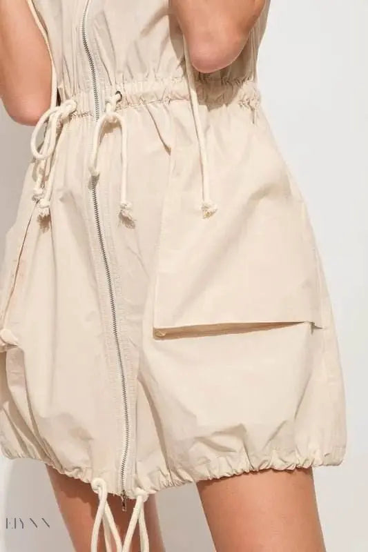 Hooded Mini Dress with String Details - EBYNN