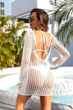 Angel Wings Cutout Round Neck Long Sleeve Cover-Up - EBYNN