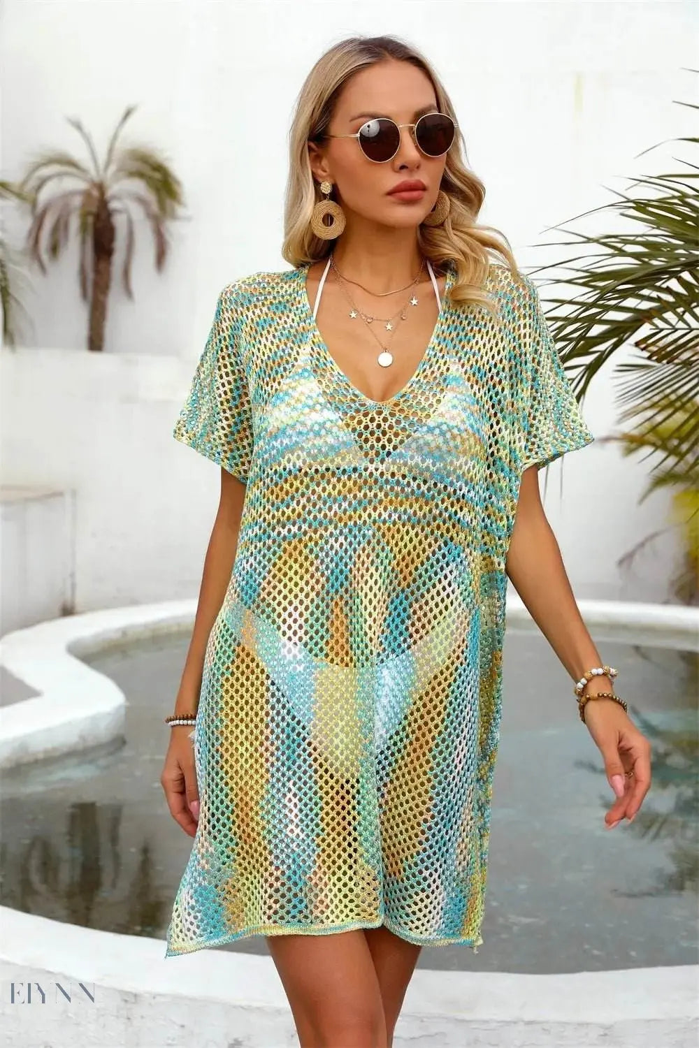 Angel Wings Openwork Contrast Cover-Up - EBYNN