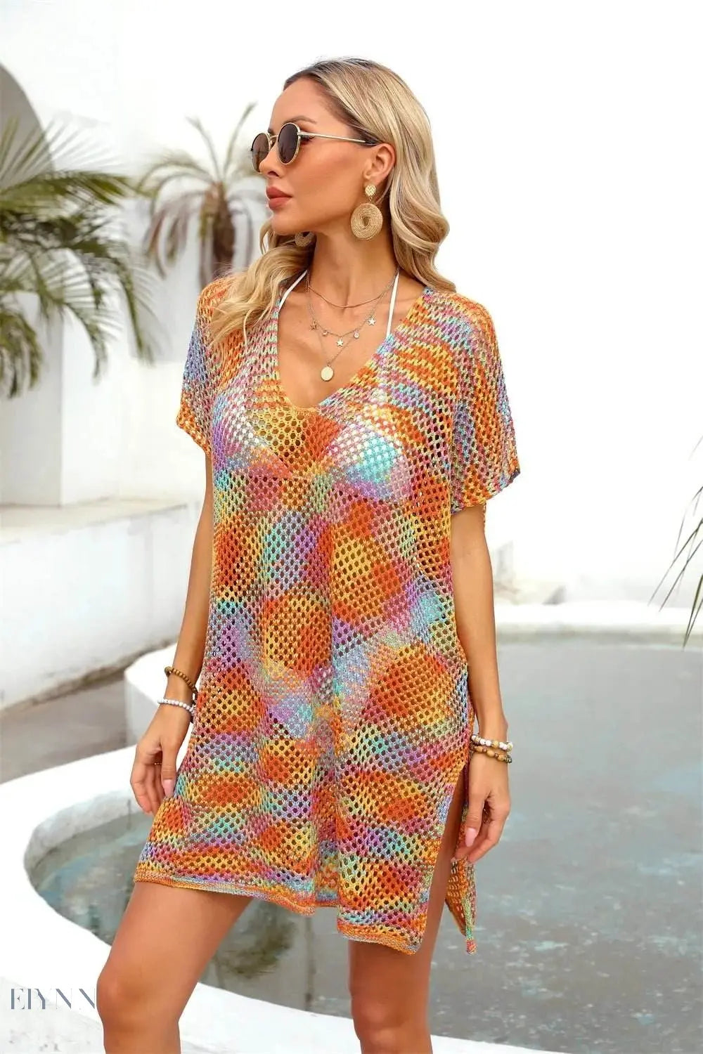 Angel Wings Openwork Contrast Cover-Up - EBYNN