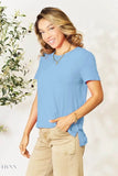 Basic Bae Bamboo Short Sleeve T-Shirt - Full Size Round Neck - EBYNN
