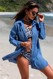 Button-Up Longline Shirt with Breast Pockets - EBYNN