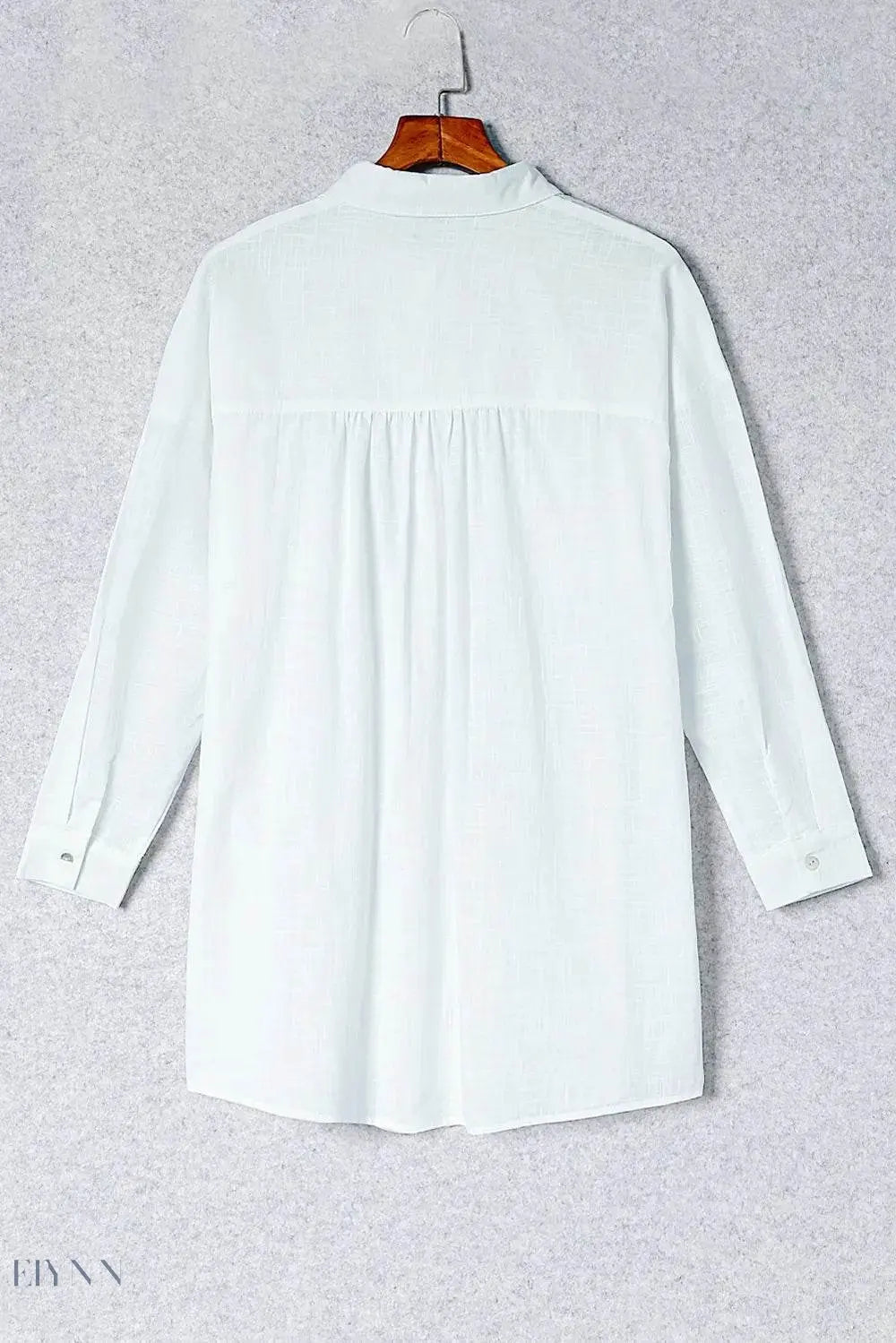Button-Up Longline Shirt with Breast Pockets - EBYNN