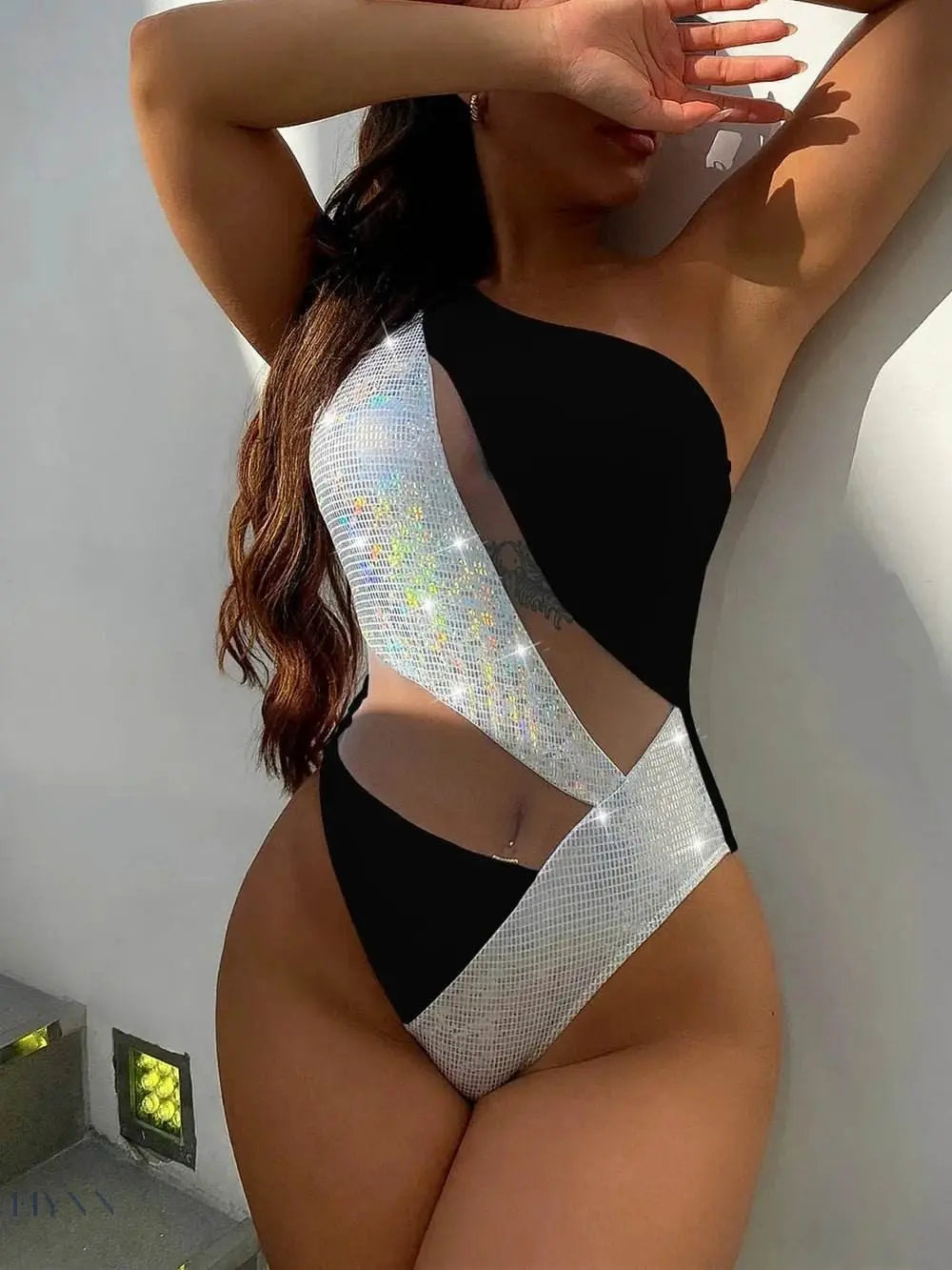 Contrast Panel One-Piece Swimsuit - EBYNN