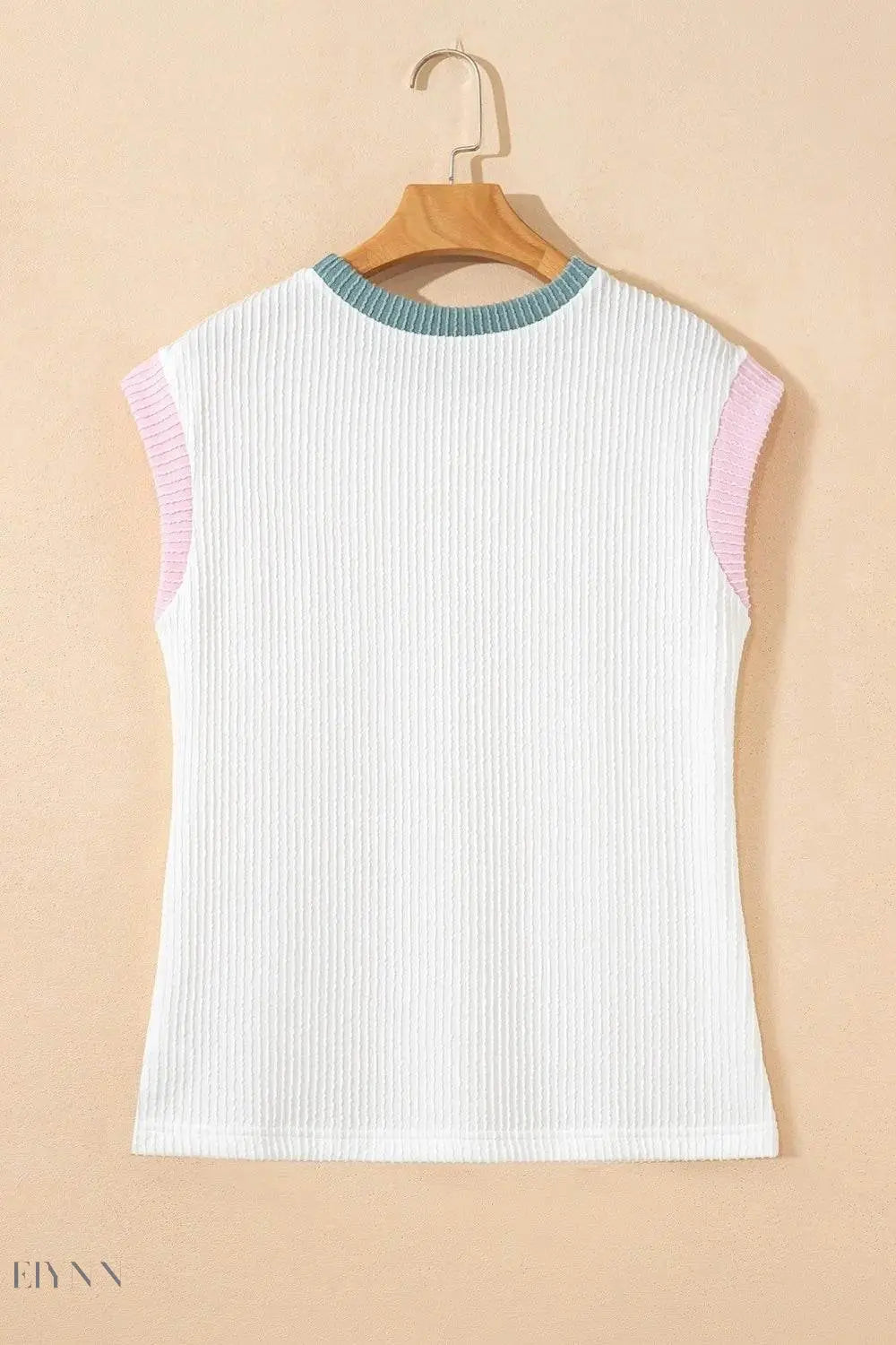 Contrast Trim Sleeveless Top - Stylish Ribbed Knit Design - EBYNN