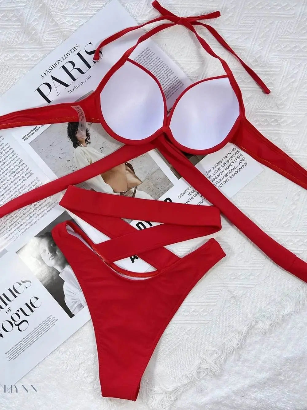 Crisscross Halter Neck Bikini Set - EBYNN