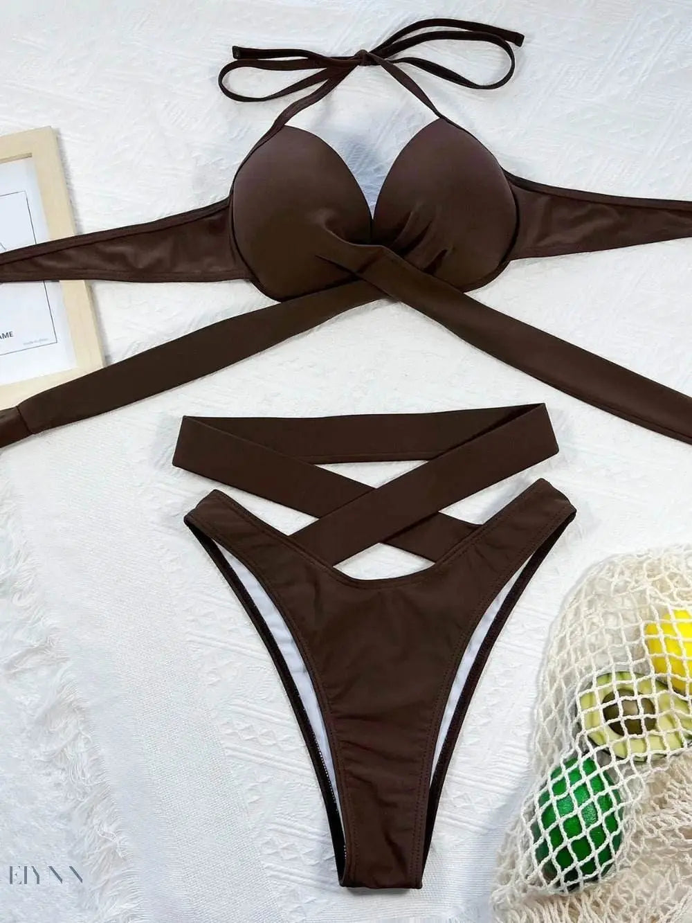 Crisscross Halter Neck Bikini Set - EBYNN