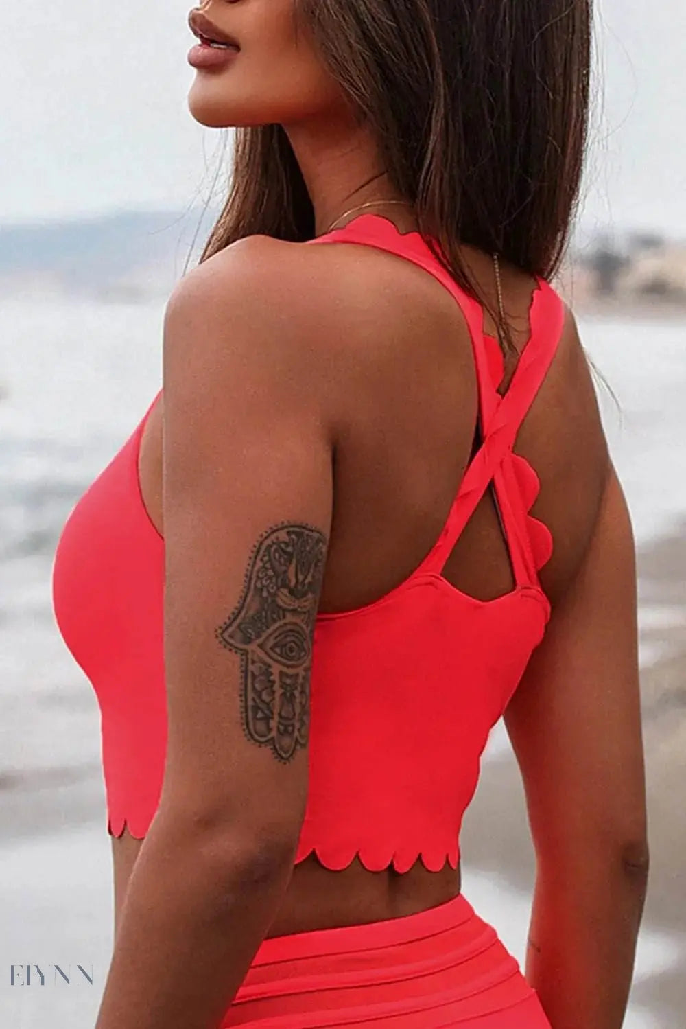 Crisscross Scoop Neck Swim Top - EBYNN