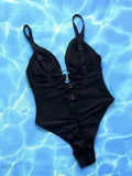 Crisscross Spaghetti Strap Plunge One-Piece Swimwear - EBYNN