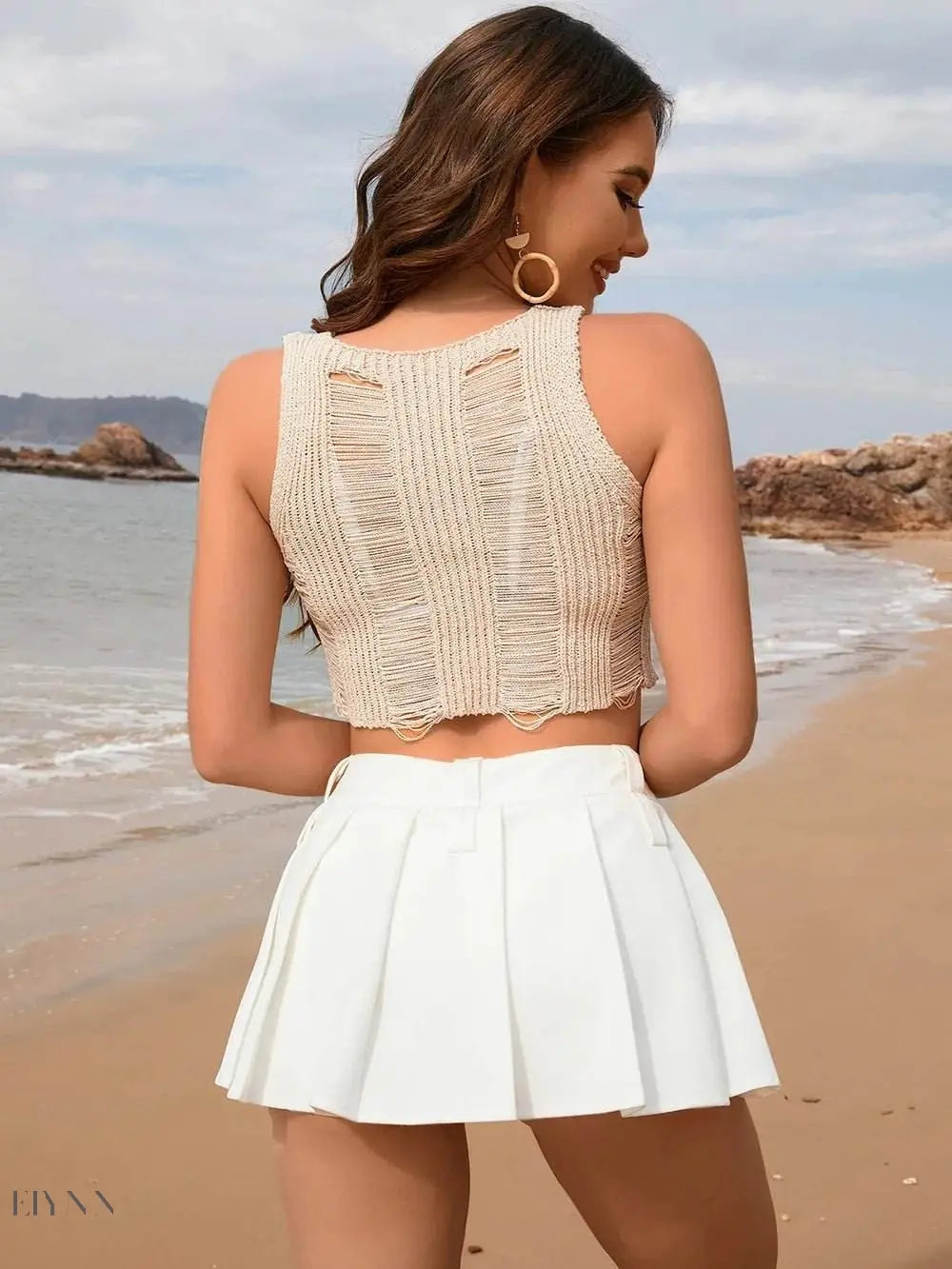 Cutout Round Neck Sleeveless Cover Up - EBYNN