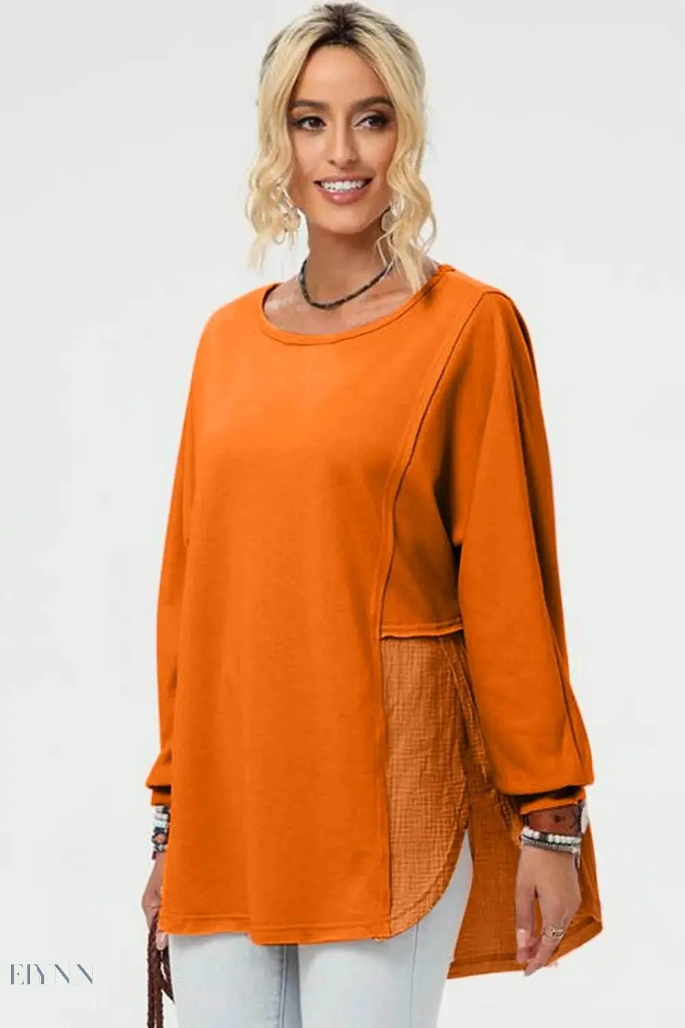 Double Take High-Low T-Shirt - Full Size Long Sleeve for Effortless Style - EBYNN