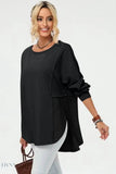 Double Take High-Low T-Shirt - Full Size Long Sleeve for Effortless Style - EBYNN