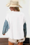 Women's Star Sweatshirt with Denim Sleeve Detail - Trendy Addition to Women's Clothing - EBYNN