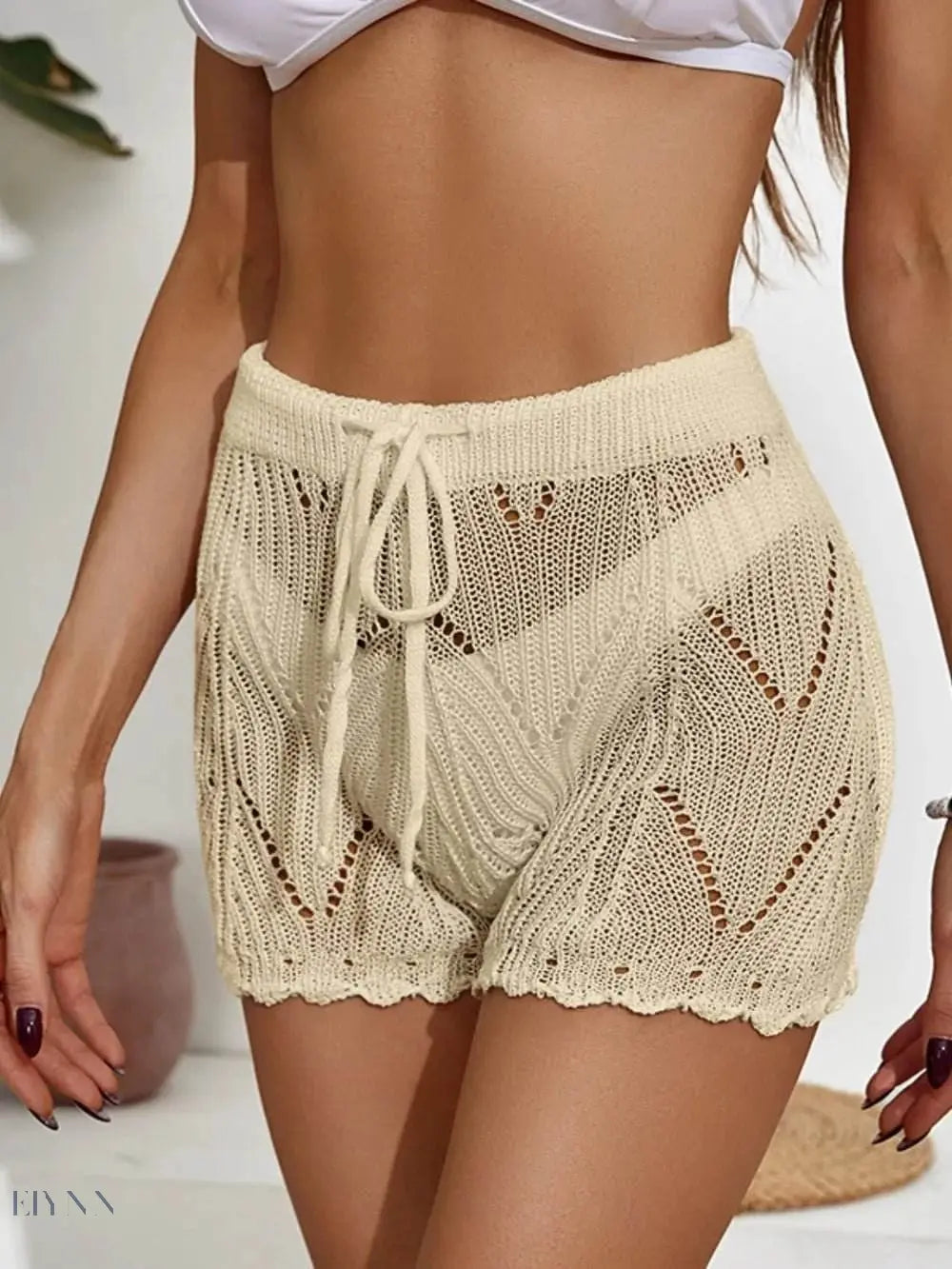 Drawstring Cutout Swim Shorts - EBYNN