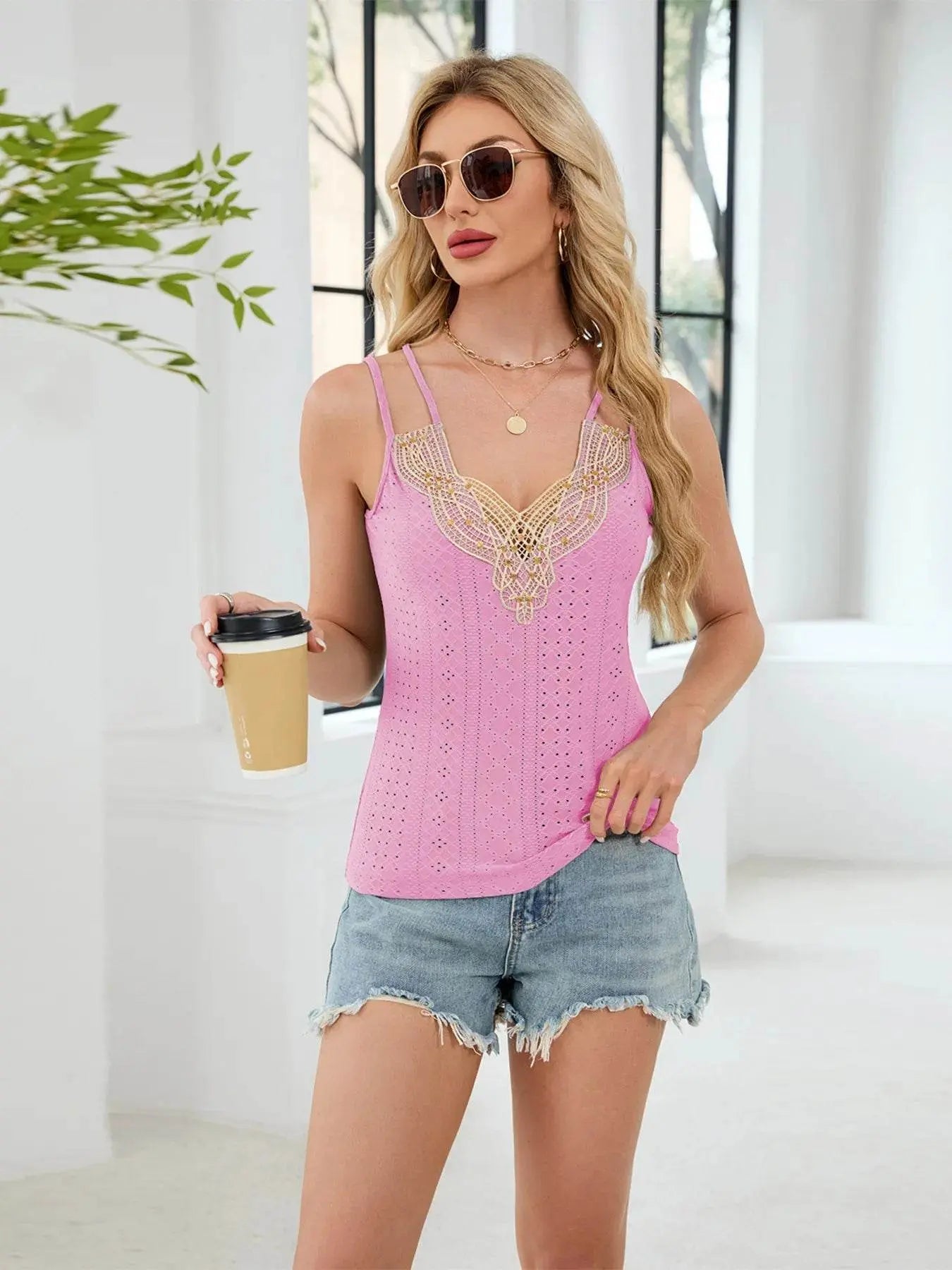 Eyelet Double Strap Cami Top - EBYNN