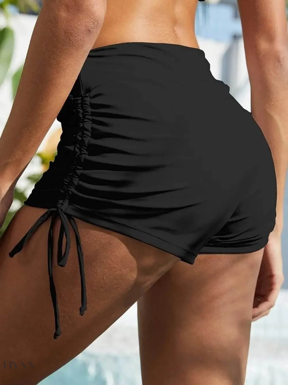 FAM-FAM Mid-Rise Waist Drawstring Swim Shorts - EBYNN