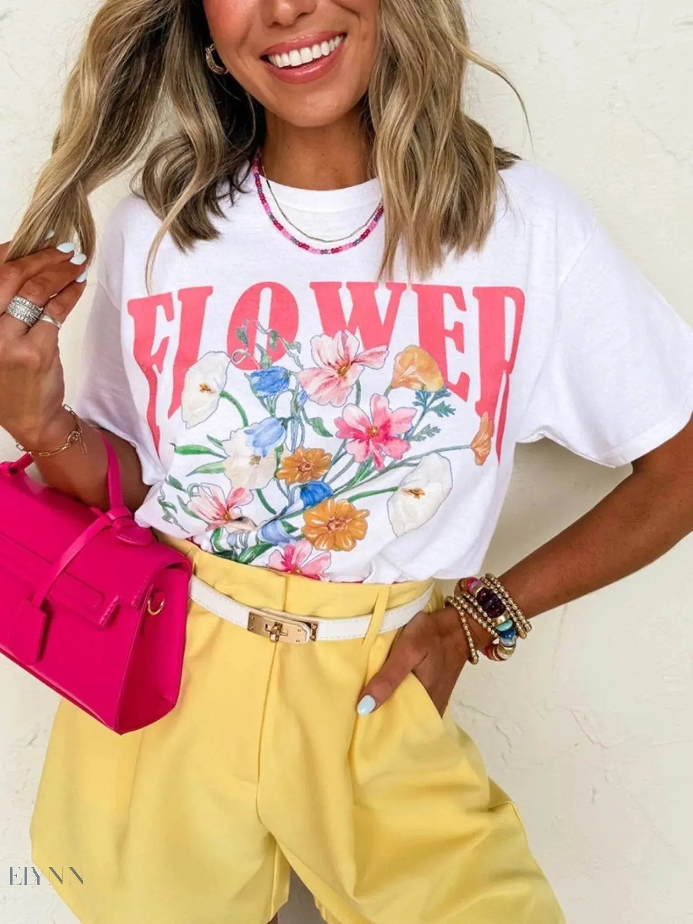 Flower Market T-Shirt - Graphic Round Neck Design for Floral Lovers - EBYNN