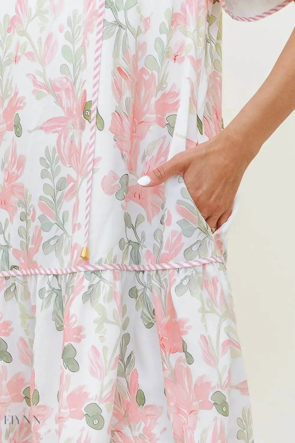 Floral Contrast Edge Layered Mini Dress - EBYNN