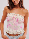 Floral Lace Tube Top with Lace Trim for Stylish Summer Looks - EBYNN