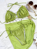 Frill Trill Halter Neck 3-Piece Swim Set - EBYNN