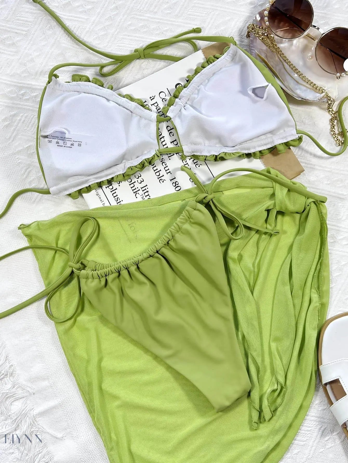 Frill Trill Halter Neck 3-Piece Swim Set - EBYNN