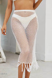 Fringe Openwork High Waist Swim Skirt - EBYNN