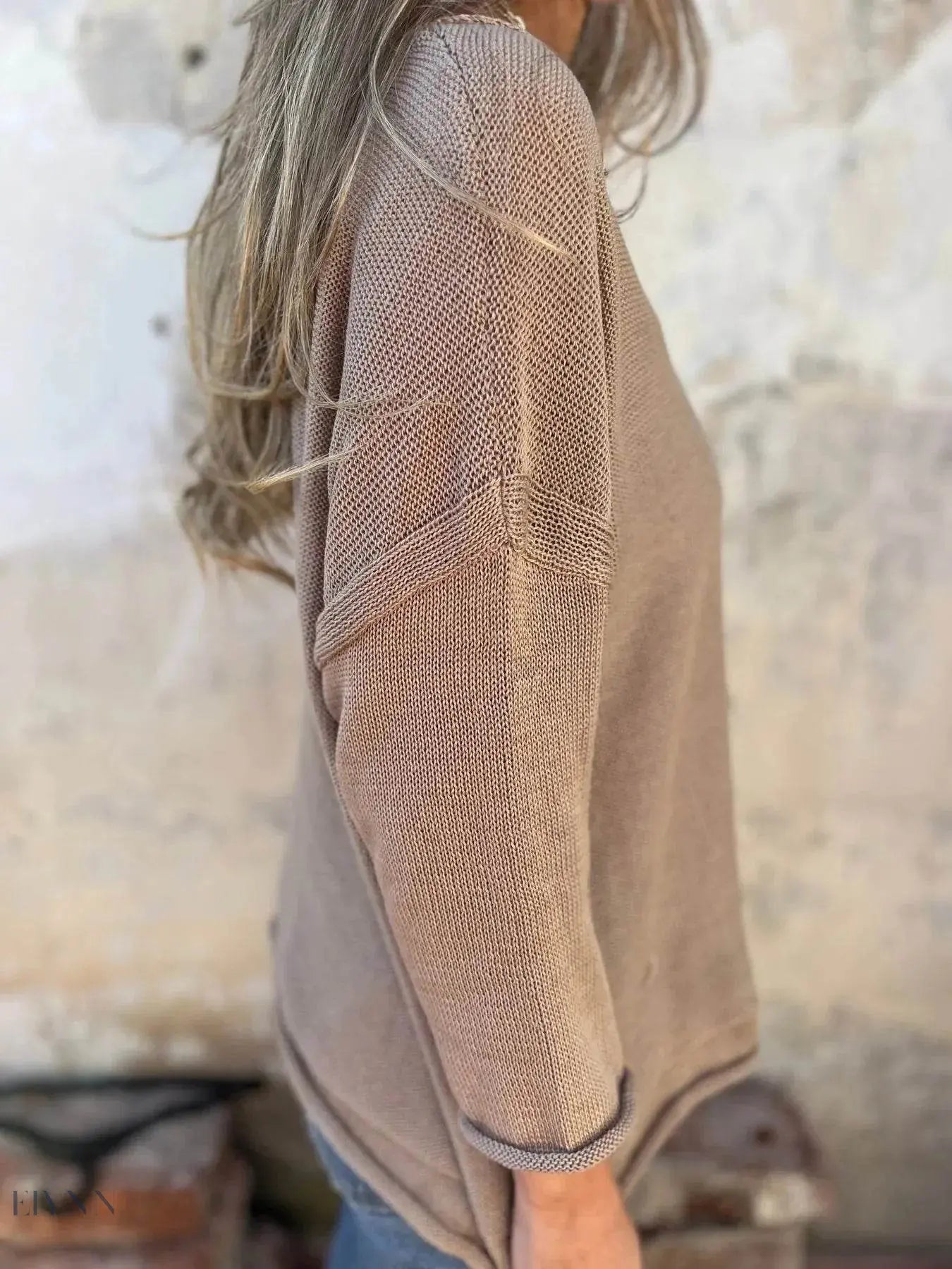 Plus Size V-Neck Sweater with Pockets for Ultimate Comfort - EBYNN