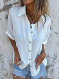 Plus Size Collared Half Sleeve Shirt for Stylish Comfort - EBYNN