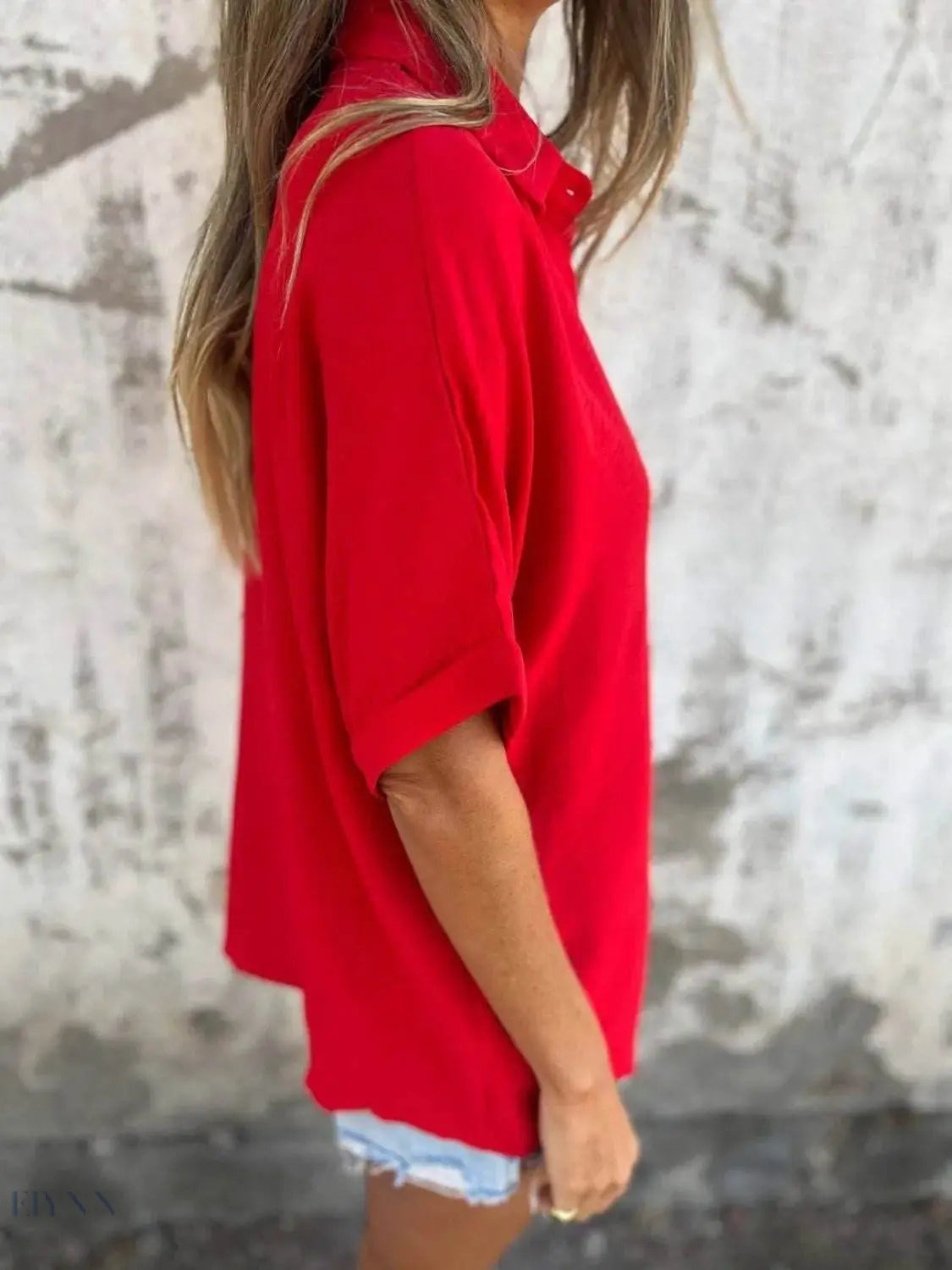 Plus Size Collared Half Sleeve Shirt for Stylish Comfort - EBYNN