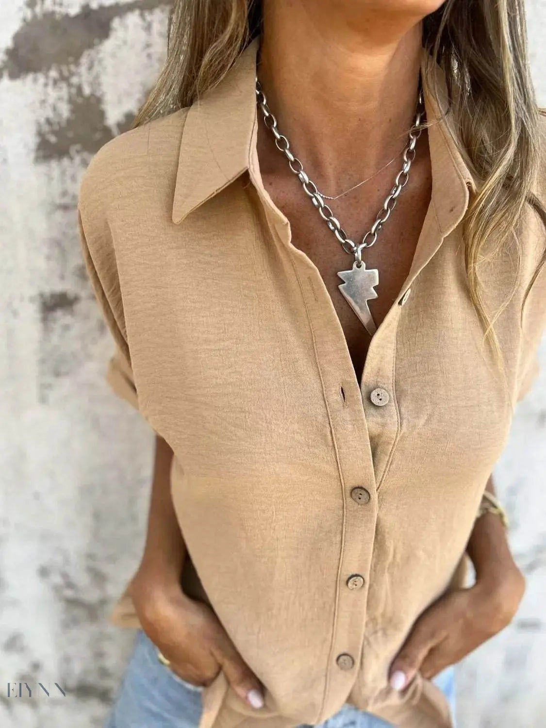 Plus Size Collared Half Sleeve Shirt for Stylish Comfort - EBYNN