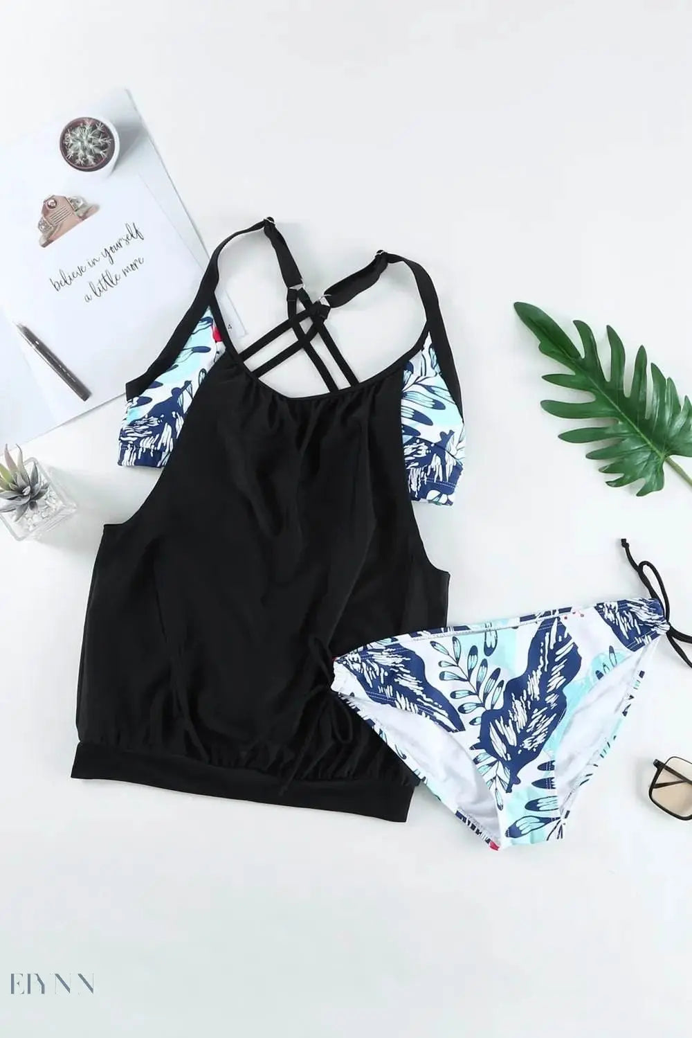Crisscross Scoop Neck Tankini Set - EBYNN