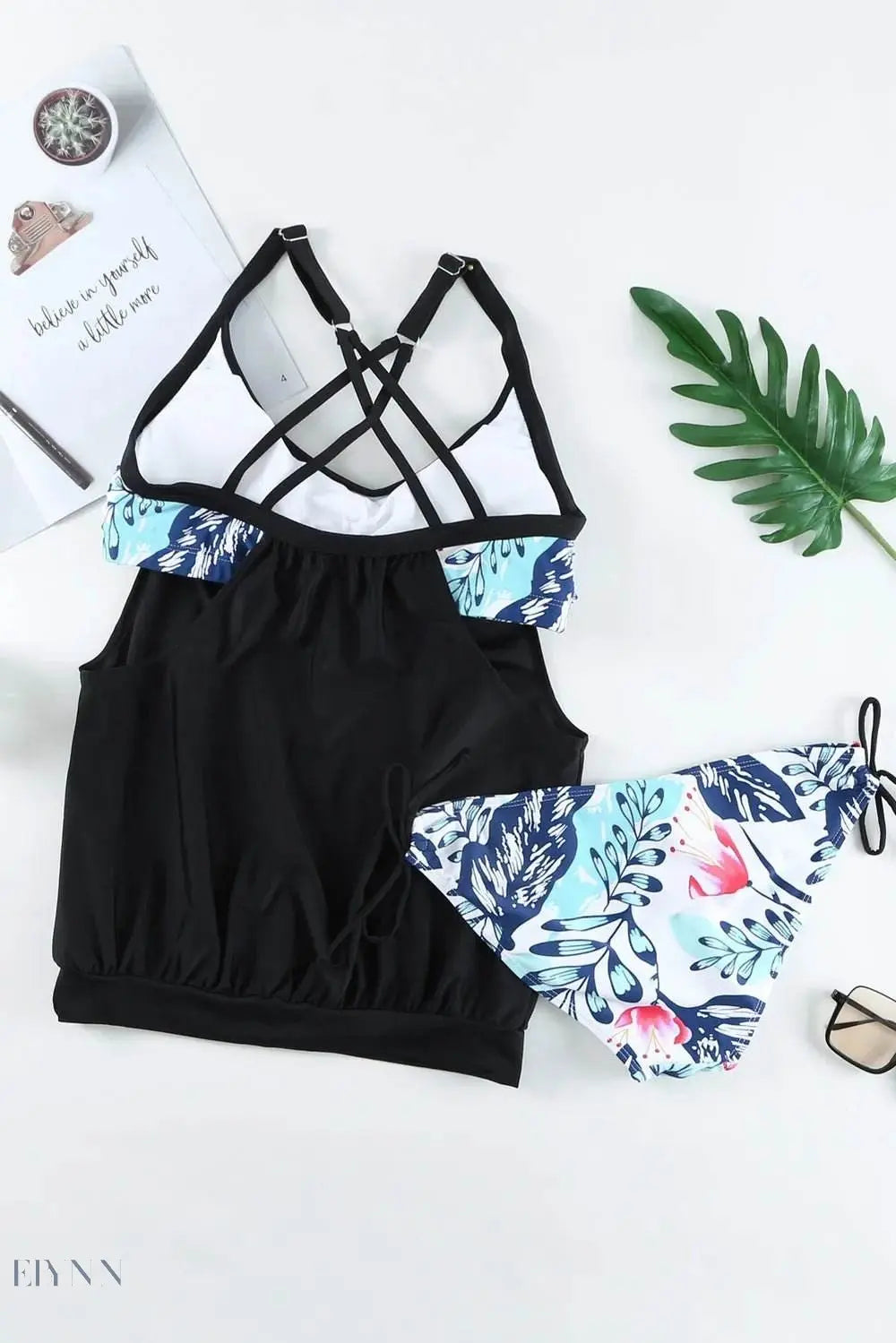 Crisscross Scoop Neck Tankini Set - EBYNN