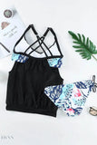 Crisscross Scoop Neck Tankini Set - EBYNN
