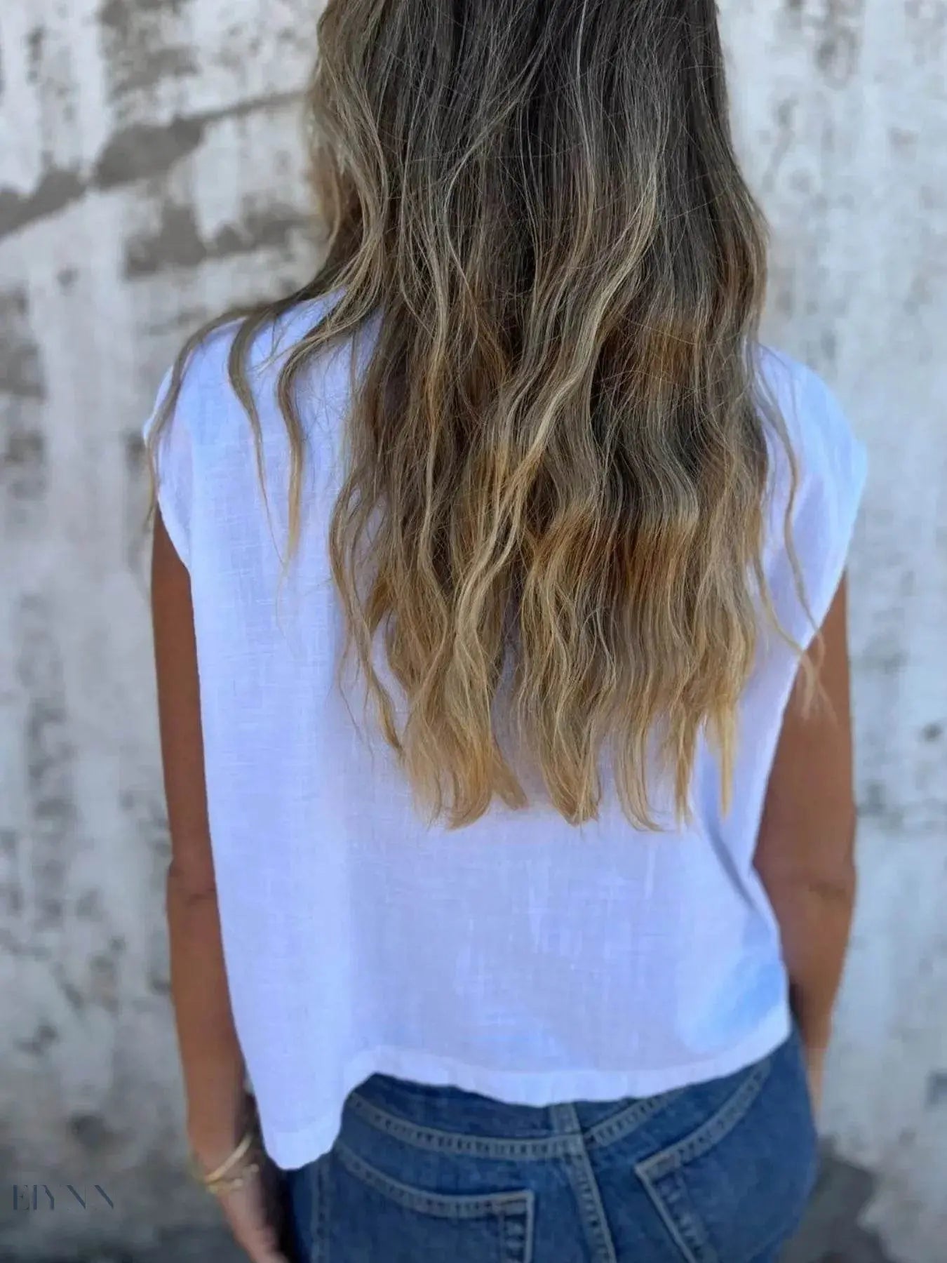 Plus Size Sleeveless Shirt - Textured Button-Front Design - EBYNN