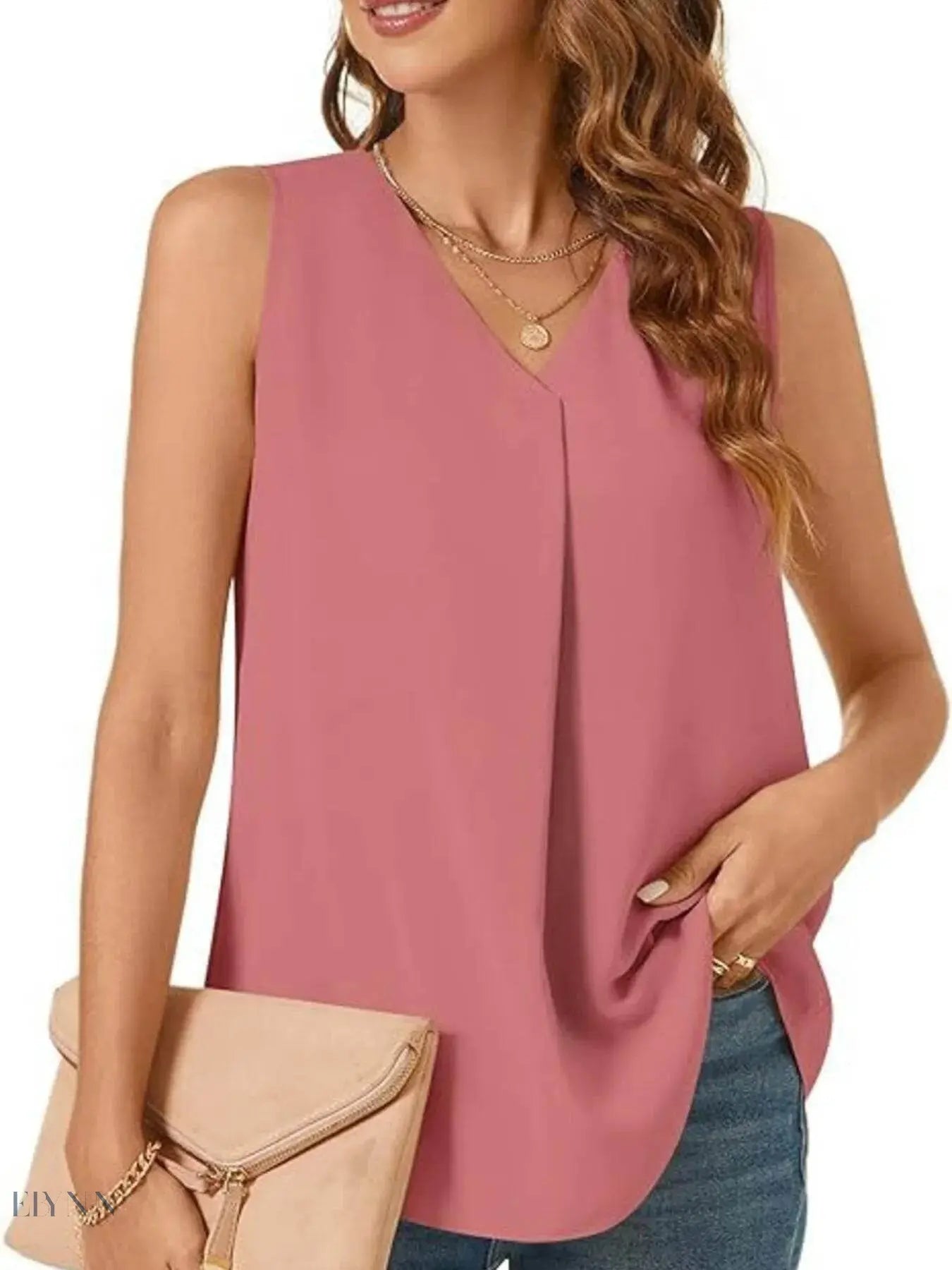Plus Size V-Neck Tank Top - Stylish Sleeveless Fashion for Every Body - EBYNN