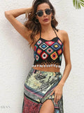 Geometric Halter Neck Swim Top - EBYNN