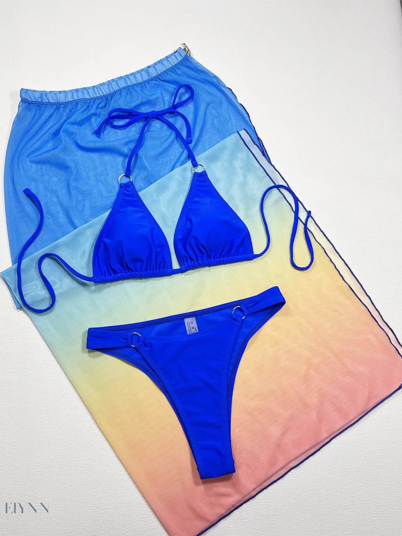 Gradient Halter Neck Three-Piece Swim Set - EBYNN