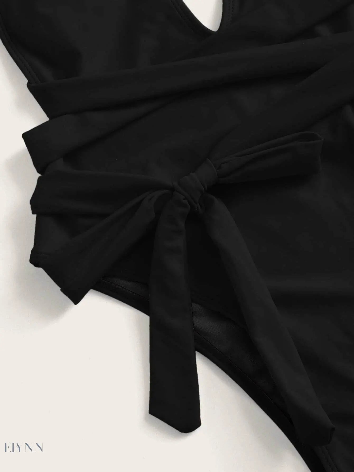 Halter Neck Deep V Tied One-Piece Swimsuit - EBYNN