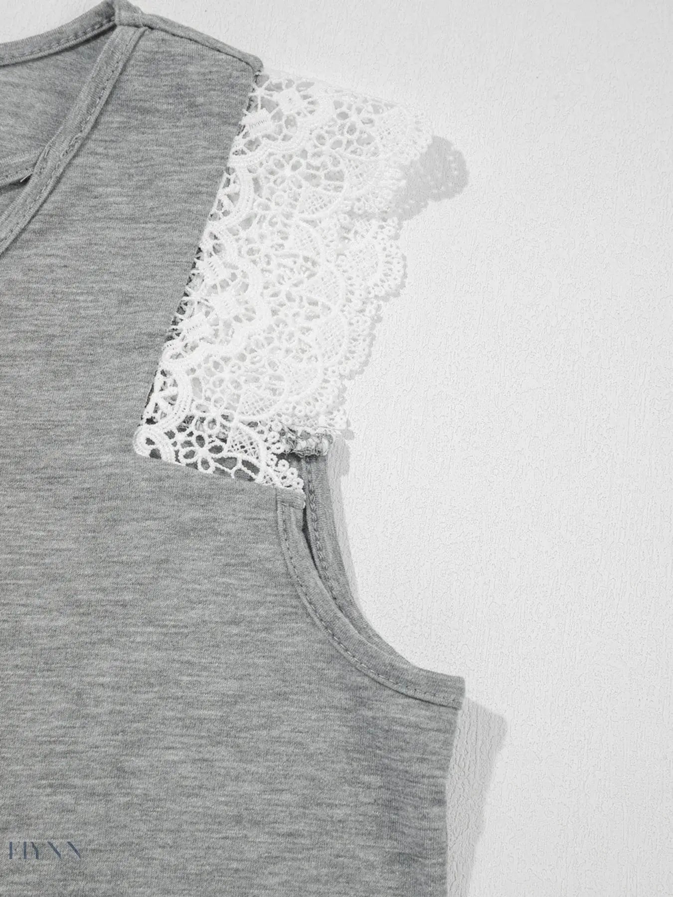 Lace Trim V-Neck Tank Top with Cross-Front Design - EBYNN