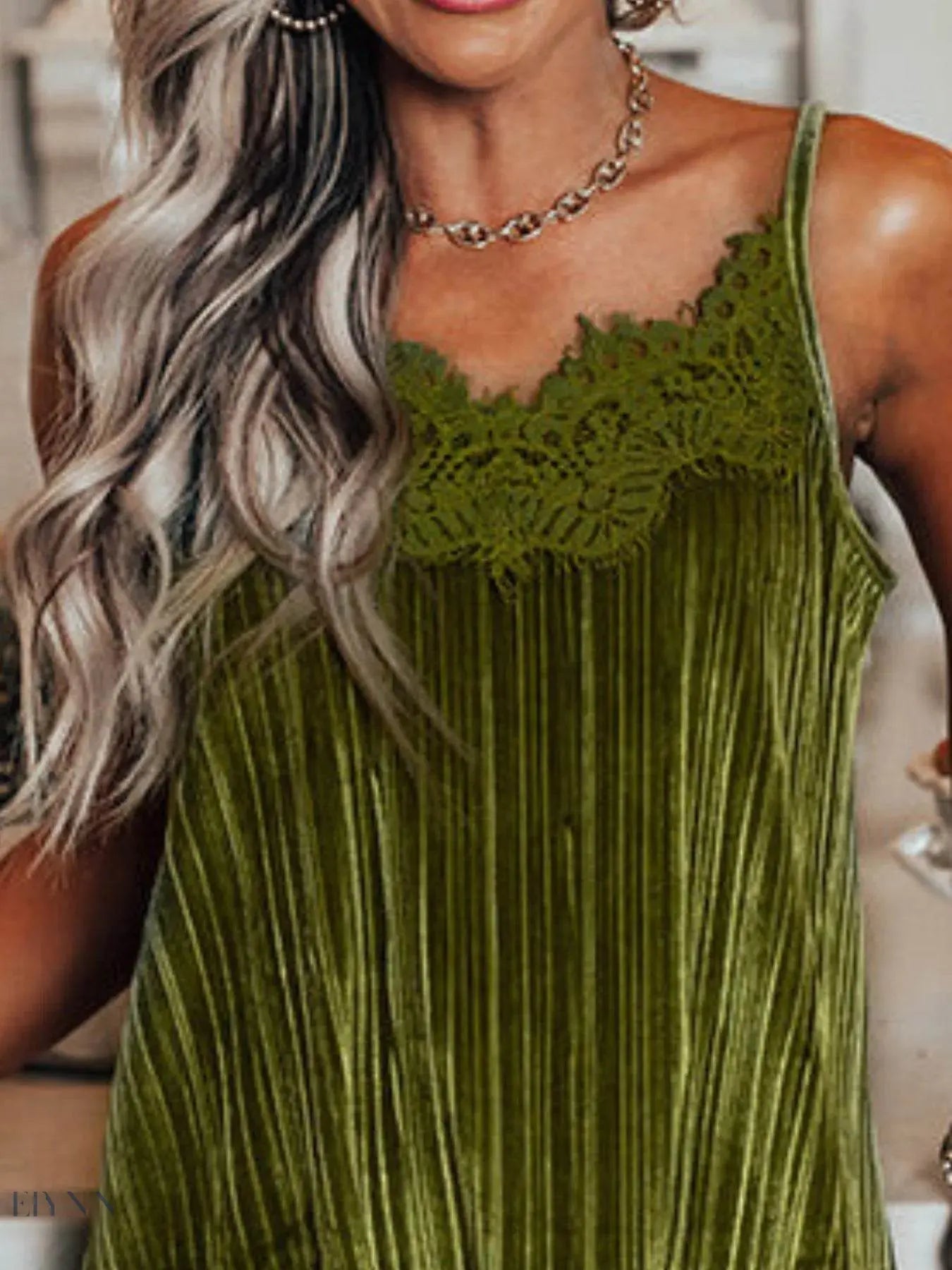 Lace Trim Cami Top with Pleated Design for Effortless Style - EBYNN