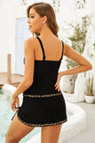 Leopard Print Drawstring Swim Dress and Bottoms Set - EBYNN