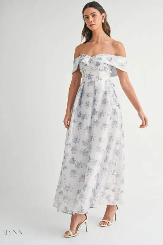 Floral Off-Shoulder Maxi Dress for Summer - EBYNN