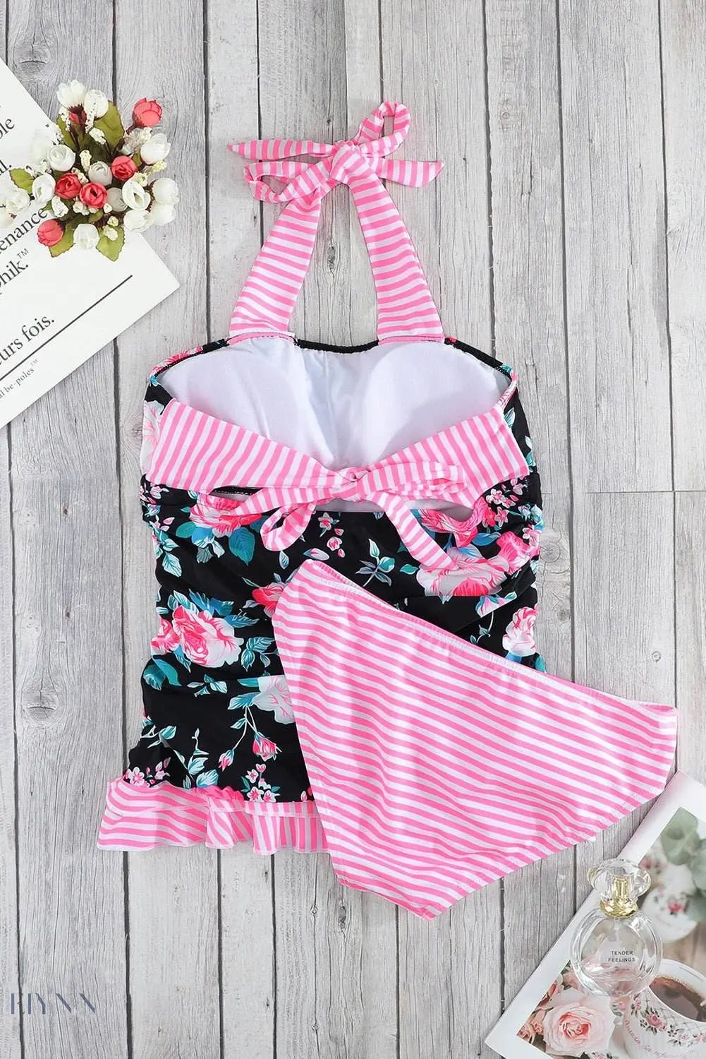 Mixed Print Tie-Back Two-Piece Swimsuit - EBYNN
