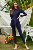 Mock Neck Long Sleeve One-Piece Swimwear - EBYNN